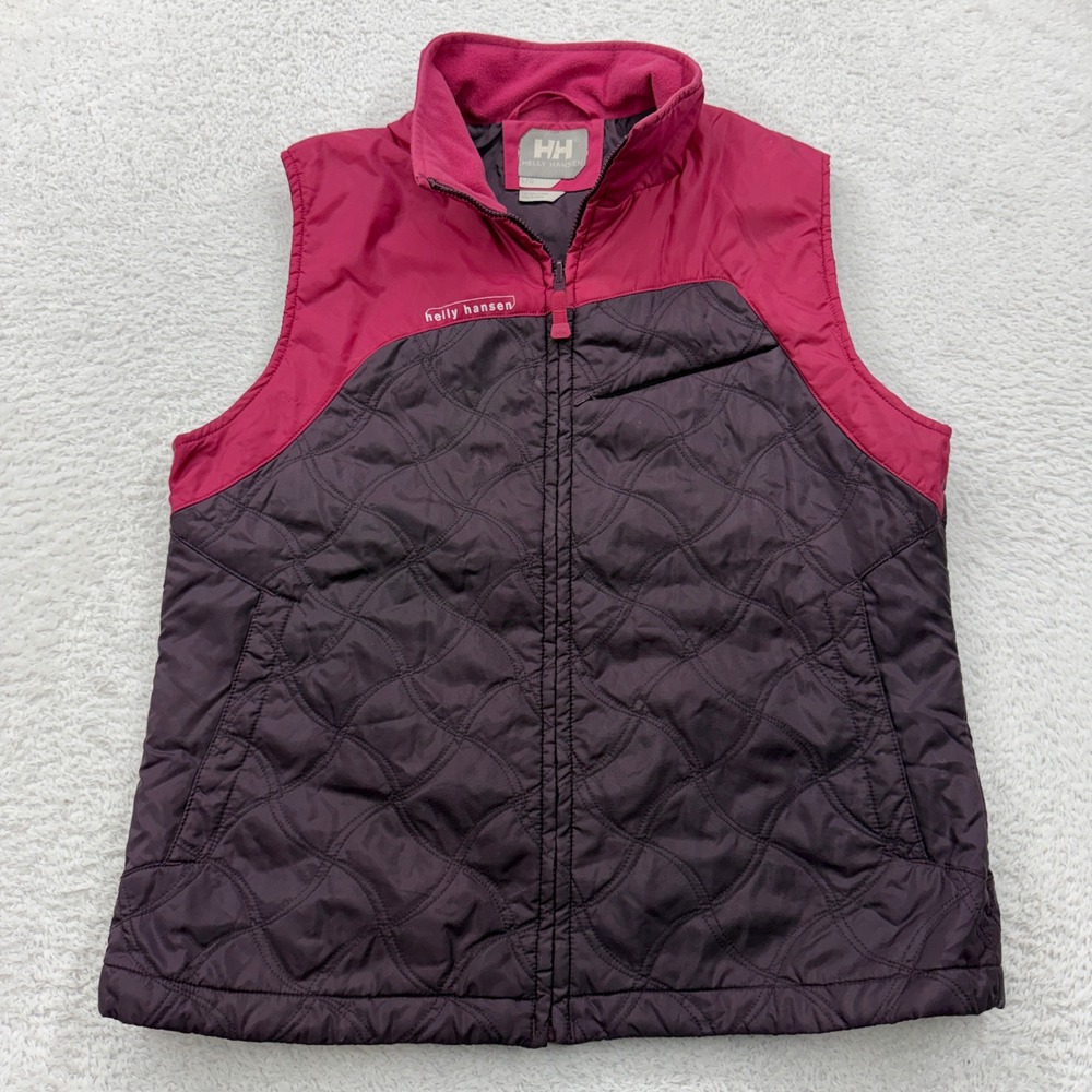 Helly Hansen Womens Quilted Puffer Vest Plum Magenta Full‎ Zip Colorblock Large